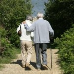 Walking old couple