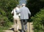 Walking old couple